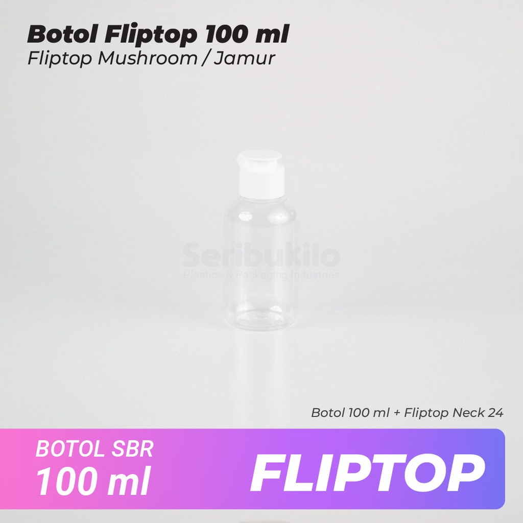 Botol Fliptop SBR 100ml/Botol PET 100ml Fliptop Mushroom/Jamur SBR