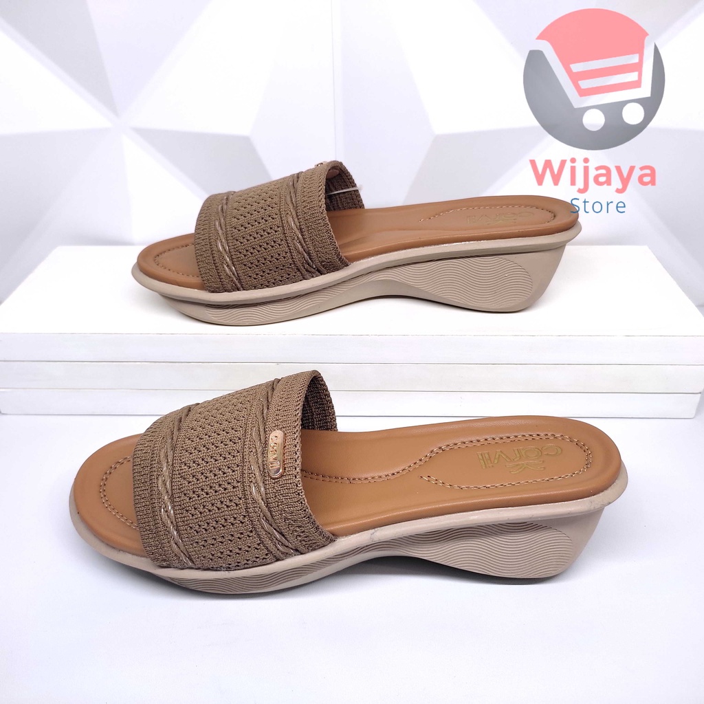 CARVIL RULY SANDAL WEDGES WANITA CARVIL ORIGINAL SENDAL SLIDE RAJUT SLOP SELOP CEWEK KASUAL CASUAL PEREMPUAN