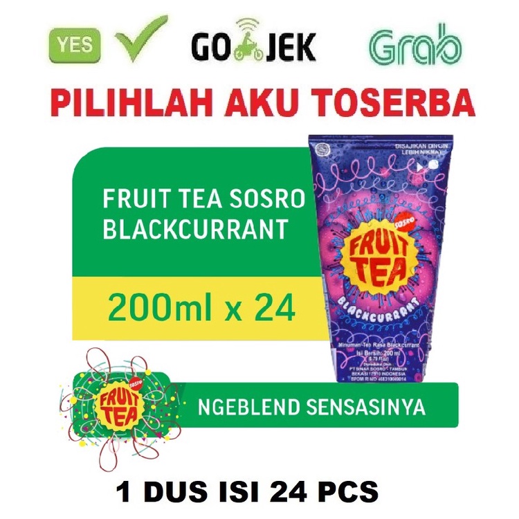 Fruit Tea Sosro BLACKCURRANT Genggam 200 ml - (HARGA 1 DUS ISI 24 pcs)