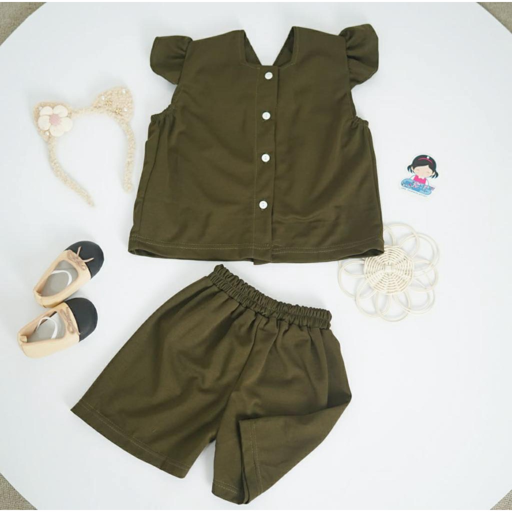 BEFAST - ZFS SETELAN ANAK WANITA LISA / LOPI KID ONE SET / KIDS ONESET TERBARU / Pakaian Santai Anak / Set Atasan Lengan pendek+Celana Pendek / Outfit Anak Perempuan Casual / Fashion Anak Perempuan / Setelan Polos Anak / OOTD Anak Perempuan Jalan-jalan