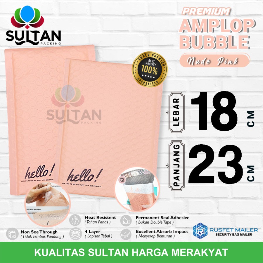 

AMPLOP BUBBLE MAILER PINK 18x23cm RUFSET ENVELOPE WRAP PREMIUM SATUAN