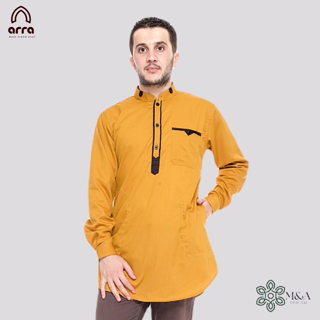 M&A fashion baju koko priakoko pria lengan panjang jumbo dewasa muslim kemko atasan branded kemeja k