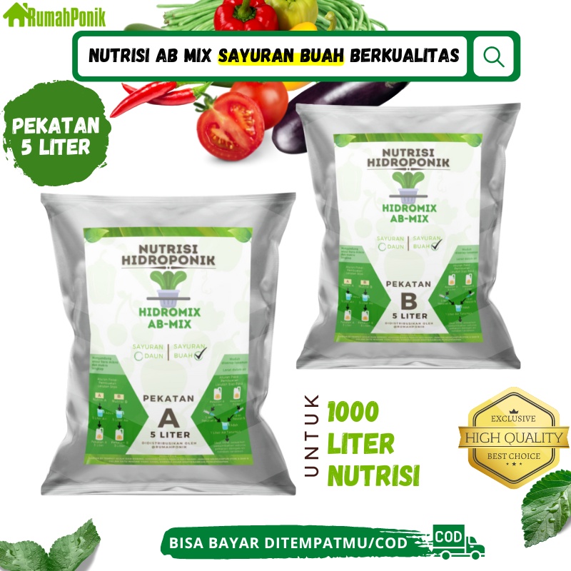 Pupuk Nutrisi Ab Mix Sayuran Buah 5 Liter Hidroponik Ab Mix