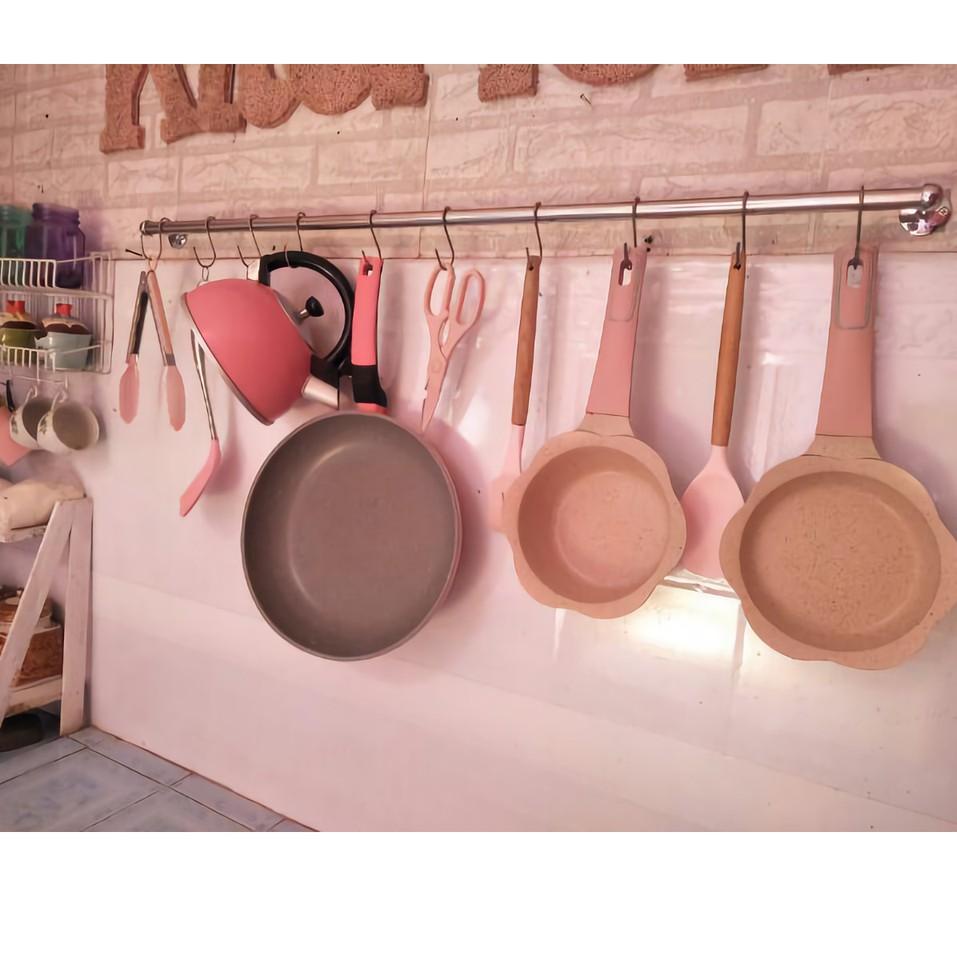 ➽ Rak Gantungan Dapur Stainless Rel Dapur Stainless Gantungan Panci ▼