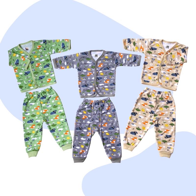 FYL setelan panjang kancing depan baju celana tidur anak bayi cewek cowok murah -FYL set pjg