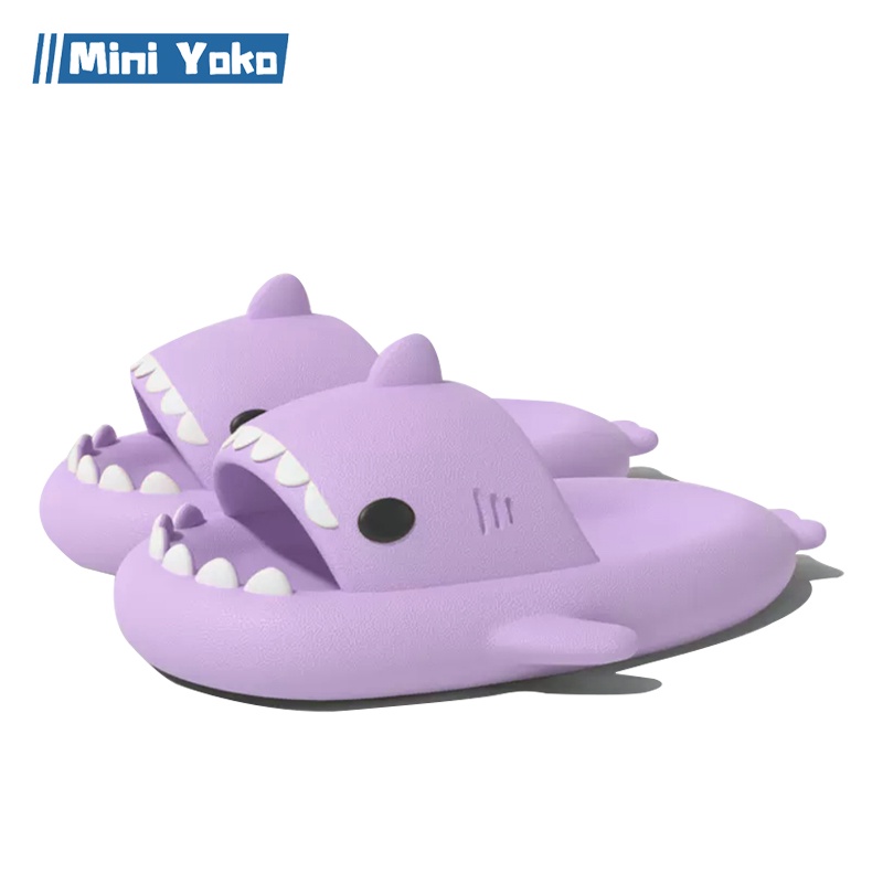 Mini Yoko Sandal hiu dewasa terbaru Sepatu sandal jelly wanita import  Sendal Slop Flat Rumah Empuk Elastis Sendal Anti Slip murah-Ungu