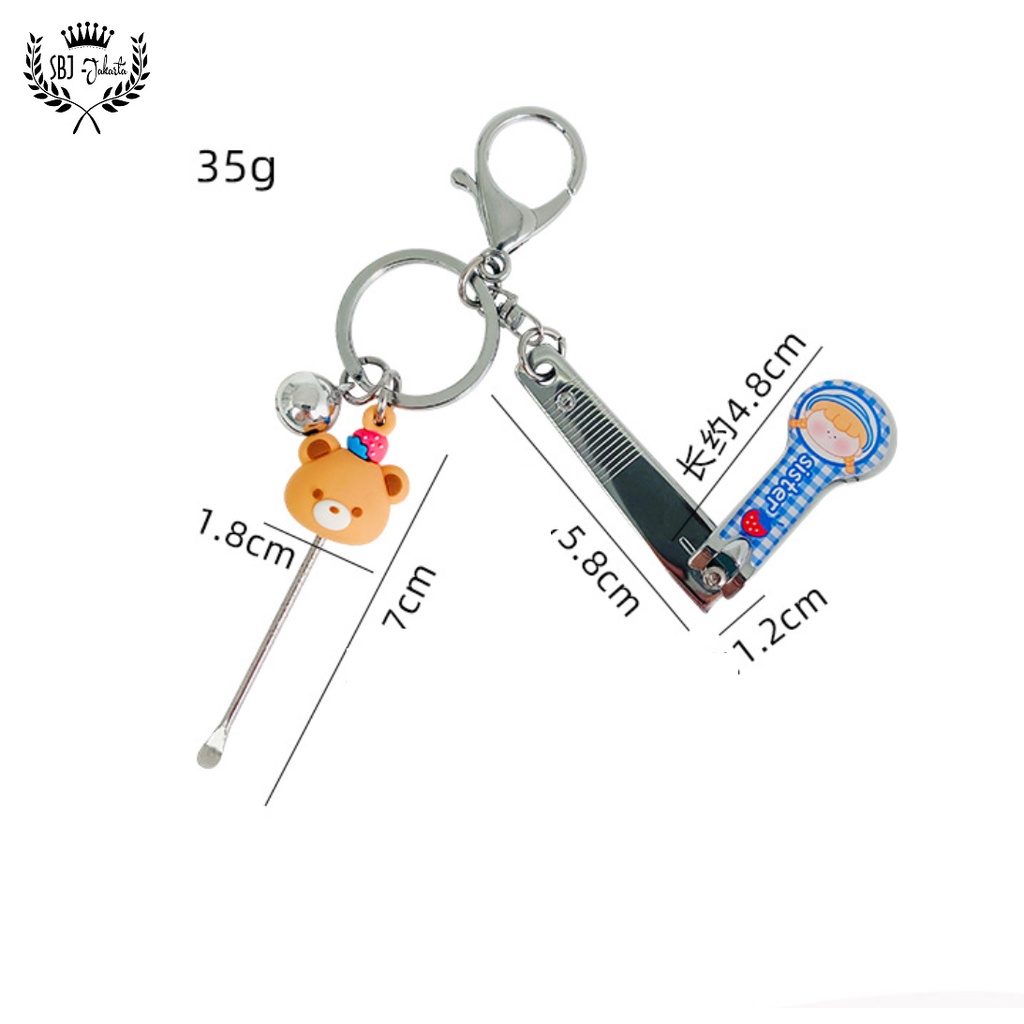 Gantungan kunci / Keychain dengan Gunting Kuku Nail Clipper karikatur