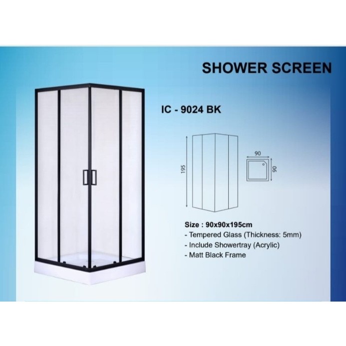 Terlaris Shower Box Icepol Ic 9024 Bk Uk.90X90X195 + Tray