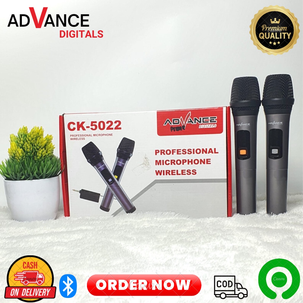 MIC MICROPHONE WIRELESS  PROFESIONAL ADVANCE DIGITALS CK-5022 30 x 19 x 5 CM SUARA KENCANG