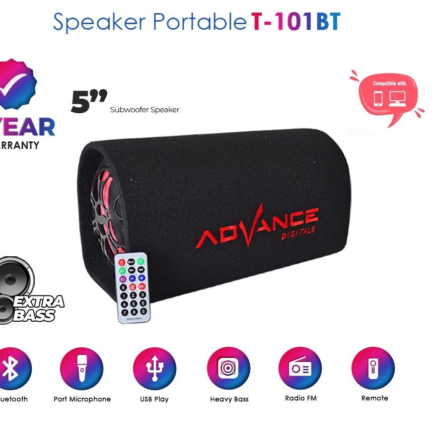 ✈ 100% Ori T-101BT SPEAKER BLUETOOTH ADVANCE DIGITAL SUBWOOFER KARAOKE SUPER BASS SALON AKTIF WIRELE