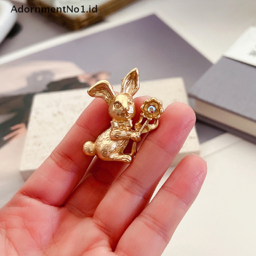 [AdornmentNo1] Fashion Retro Golden Rabbit Bros Untuk Wanita Lucu Hewan Pin Unisex Bunny Pesta Santai Bros Pin Hadiah [ID]