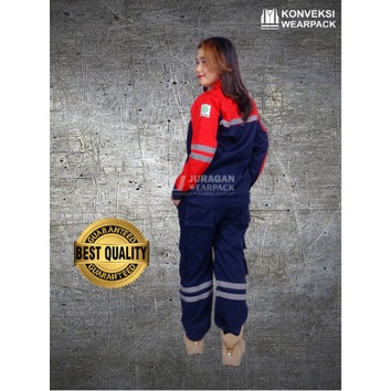 Wearpack Setelan Atasan Model Semijaket Merah Celana Biru Navy