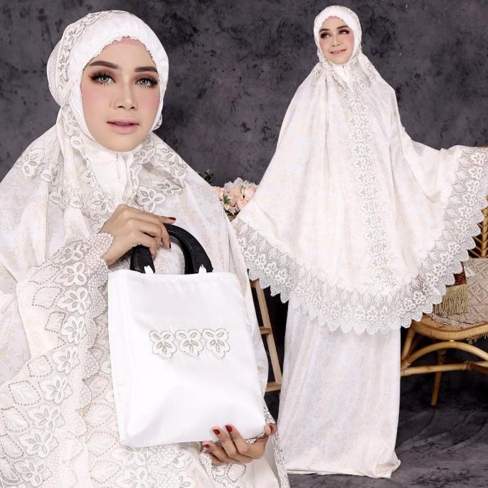 Mukenah Dewasa Sutra Jepang Bordir Mukenah Traveling Free Tas Cantik