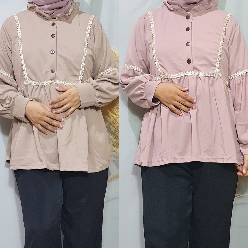 Dailythings Blouse JUMBO Busui Zelvia Renda Ukuran Fit L sampai XXL Ld 110cm Pjg 68cm