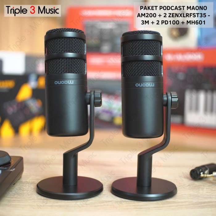 Paket Podcast 2 Orang Maono AM200 With PD100 Broadcast mic &amp; Headphone