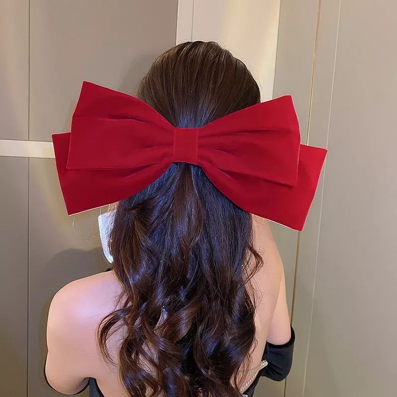 Velvet oversized bow hair clip vintage style hair accessories