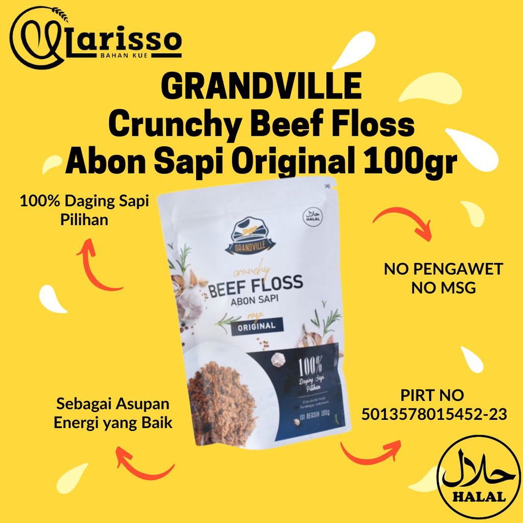 

GRANDVILLE CRUNCHY BEEF FLOSS ABON SAPI 100GR RASA ORIGINAL