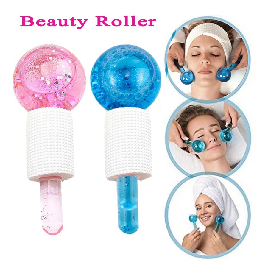 Ice Globes Roller Glitter Beauty Crystal Ball Facial Massage Tool - Alat Pencerah Wajah Untuk Mengurangi Garis Halus Dan Kantong Mata