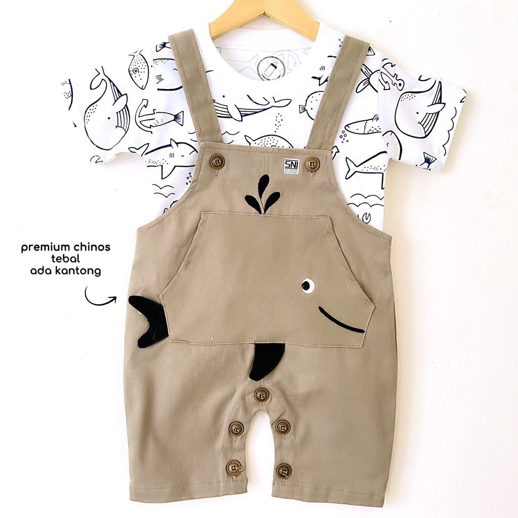 BARU! LIK058 2in1 Overall fashion Dino bayi cowok laki-laki baju kodok Pergi Jalan Casual