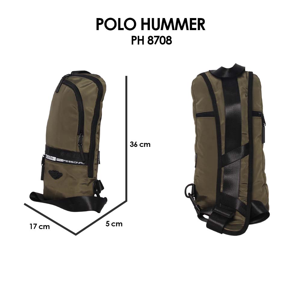 Tas Pinggang Pria Nilon Import Polo Hummer 8708 Waist bag Multifungsi