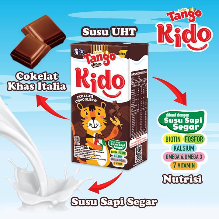 Tango Kido Susu Sapi Segar UHT Anak Italian Chocolate / Dream Strawberry / Banana Pudding 115 ML