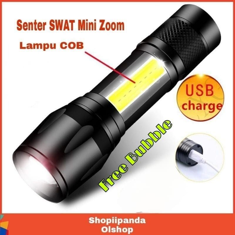 SENTER SWAT MINI LED ZOOM SUPER TERANG SENTER SWAT POLICE LIGHT⭐shopiipanda⭐