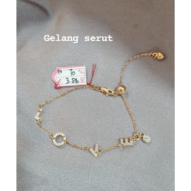 Gelang rantai emas 70 love serut