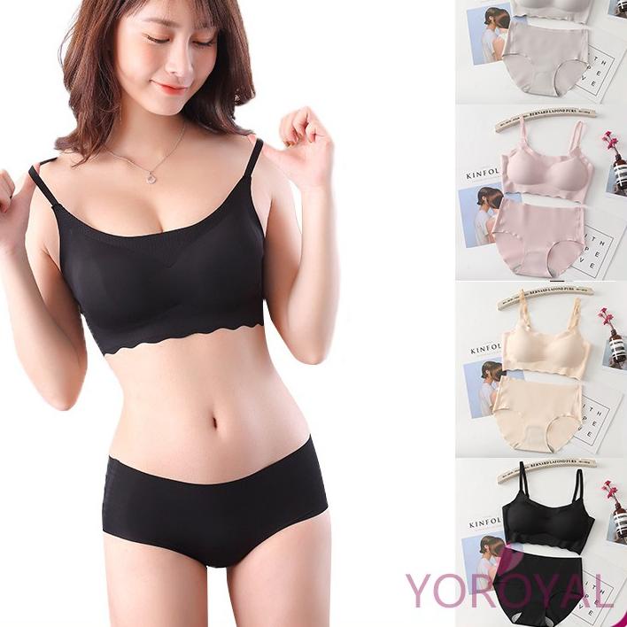 ➴ [BH+CD] Set Bra Seamless Jepang  Push Up Bra Full Cup / Set Pakaian Dalam Es Sutra Seamless YOROYA