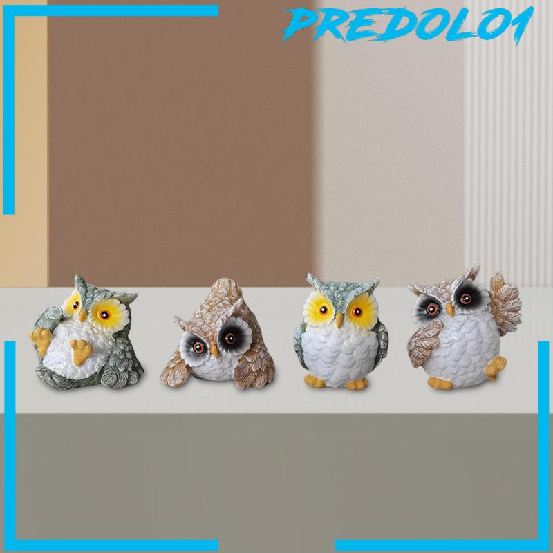 [Predolo1] 4pcs Patung Burung Hantu Resin Patung Hias Realistis Untuk Ornamen Rumah