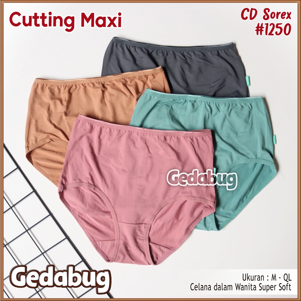 6 Pcs - CD Wanita Sorex 1250 Cutting Maxi | Celana dalam wanita Supersoft &amp; Big Size | Gedabug