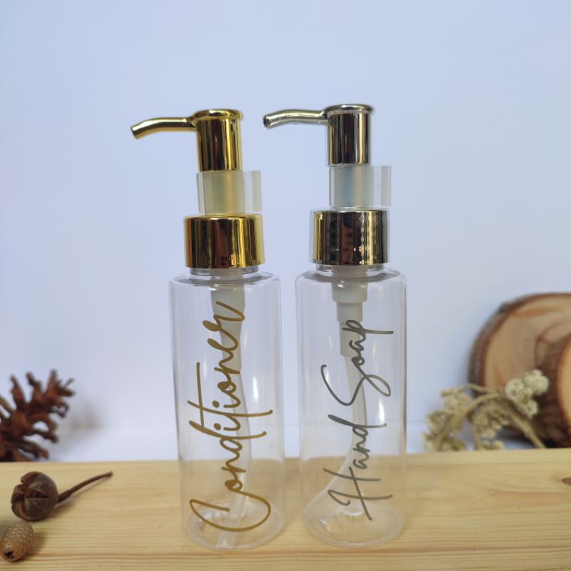 Botol Sabun Cair Aesthetic 100ml Transparan GOLD &amp; Silver