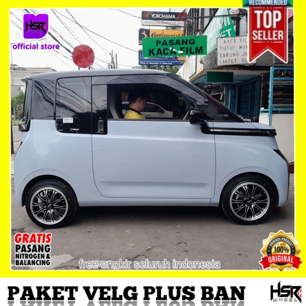 Paket Pelek Velg & Ban Mobil WULING AIR EV Ring 14 r14 VELG HSR SERIRIT 4x100 bmf Free ongkir