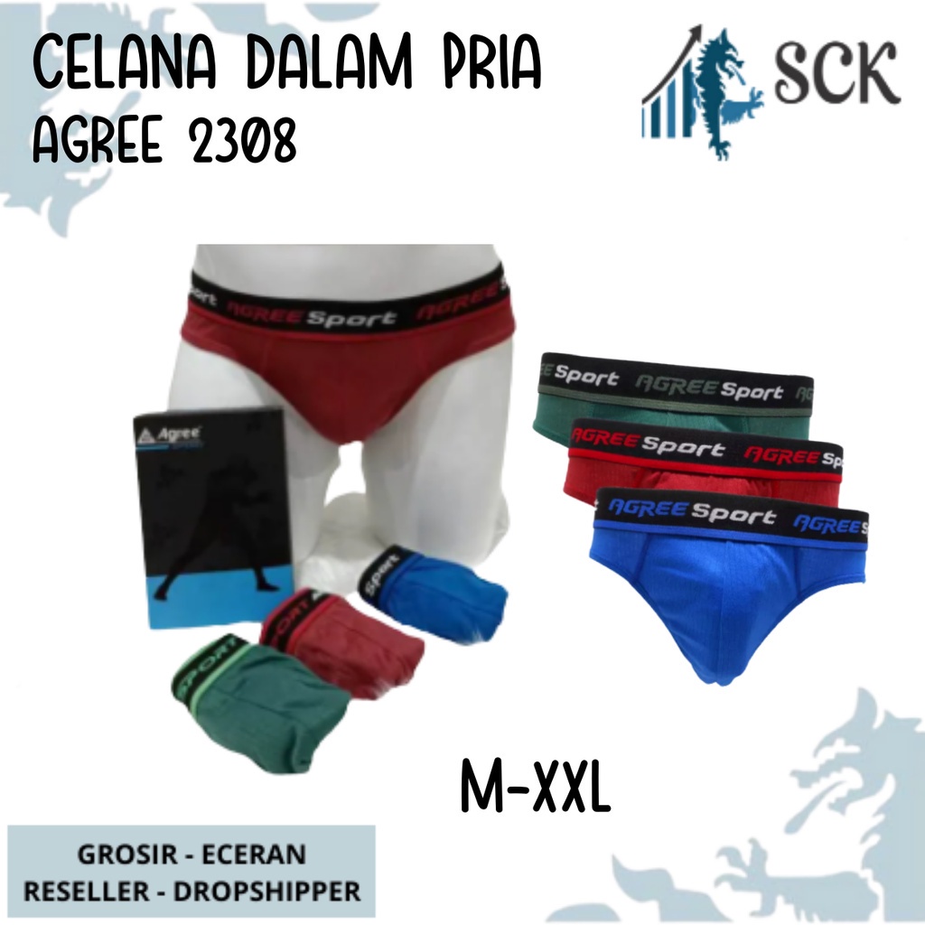 [ISI 3] Celana Dalam Olahraga Pria AGREE 2308 / CD Pinggang Karet MODEL BOXER Sport  / Pakaian Dalam Cowok - sckmenwear GROSIR