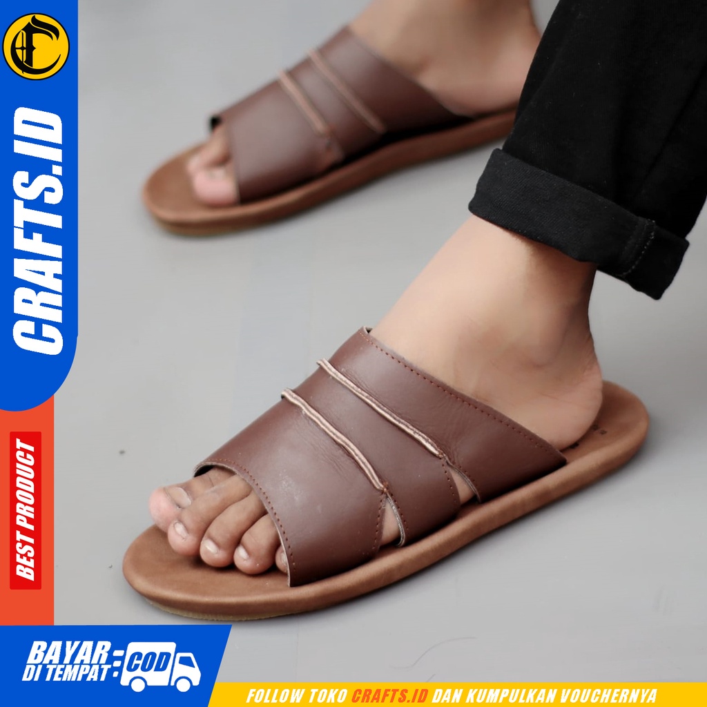 Sandal Selop Pria Kulit Asli Crafts Taim