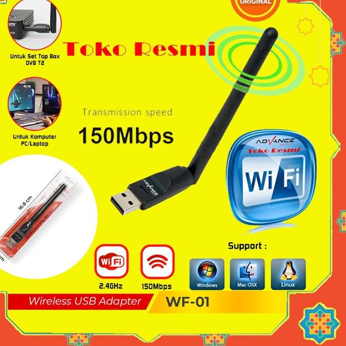 ➷ [Produk Resmi] Advance Usb WiFi Dongle WF-01 Untuk Set Top Box DVB T2 Penangkap Internet Transmiss