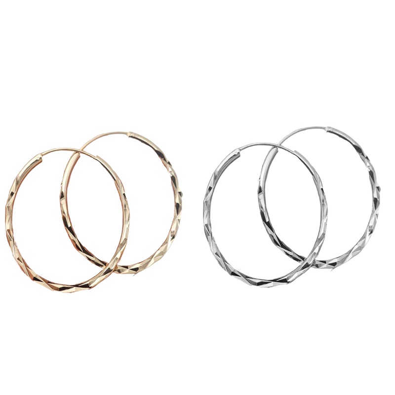 Eternity Wanita Hoop Earrings Metal Warna Emas Tekstur Yang Indah Anting Lingkaran Serbaguna Perhiasan Klasik