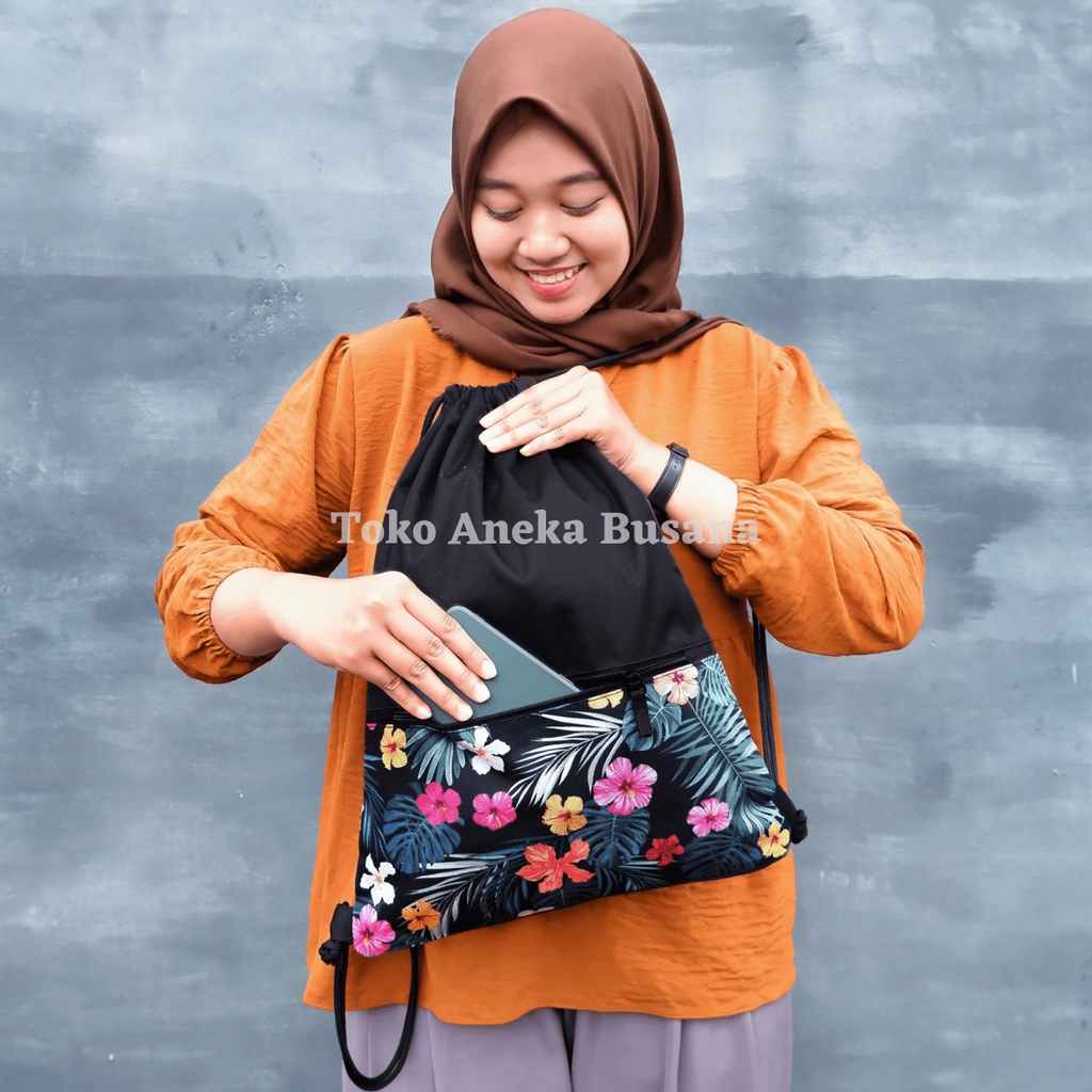 Tas Serut Wanita String Bag Tas Travel Drawstring Bag Tas Ransel Serut Wanita MTS004