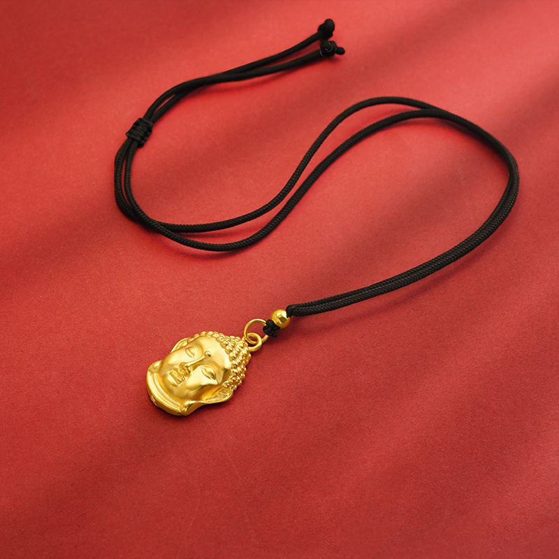Goldkingdom Fashion Perhiasan Emas Asli Kadar 375Bangkok Aksesoris Ready Stock Buddha Kepala Kalung Liontin Buddha Anda Ankang Aksesoris Pria Dan Wanita Adjustable