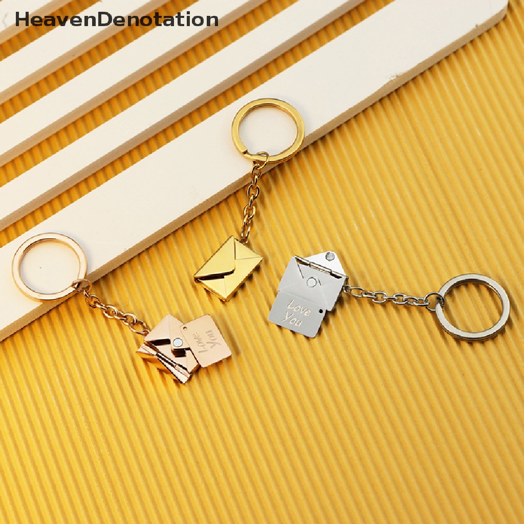 [HeavenDenotation] Kreatif Amplop Gantungan Kunci Menyembunyikan Cinta Kamu Kata Romantis Gantungan Kunci Tas Liontin Perhiasan Pasangan Kunci Cincin Handbag Ornamen Pernak Pernik Keyring Aksesoris HDV