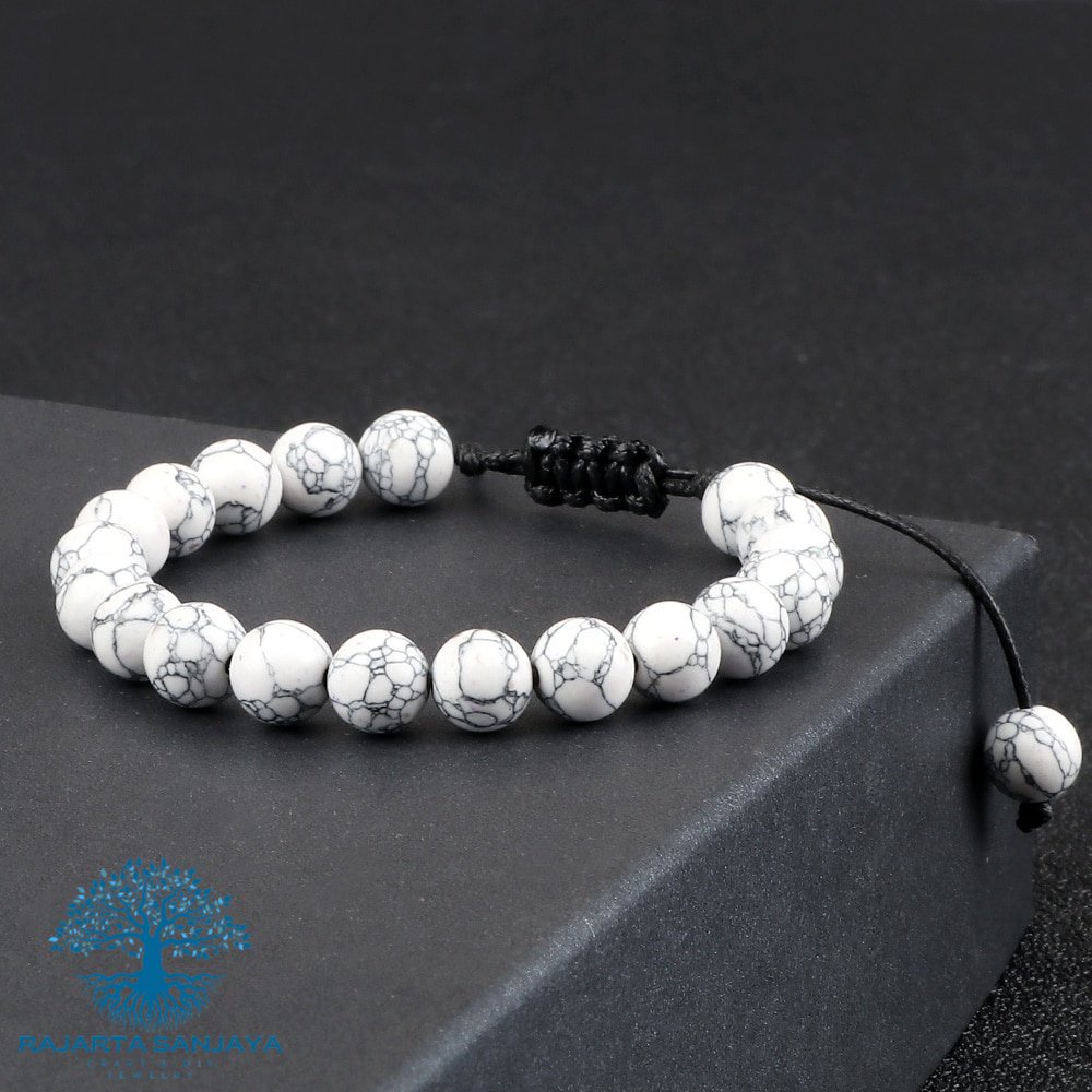 Gelang Tarik Ulur Adjustable Howlite Beads Bracelet Men 4 6 8mm