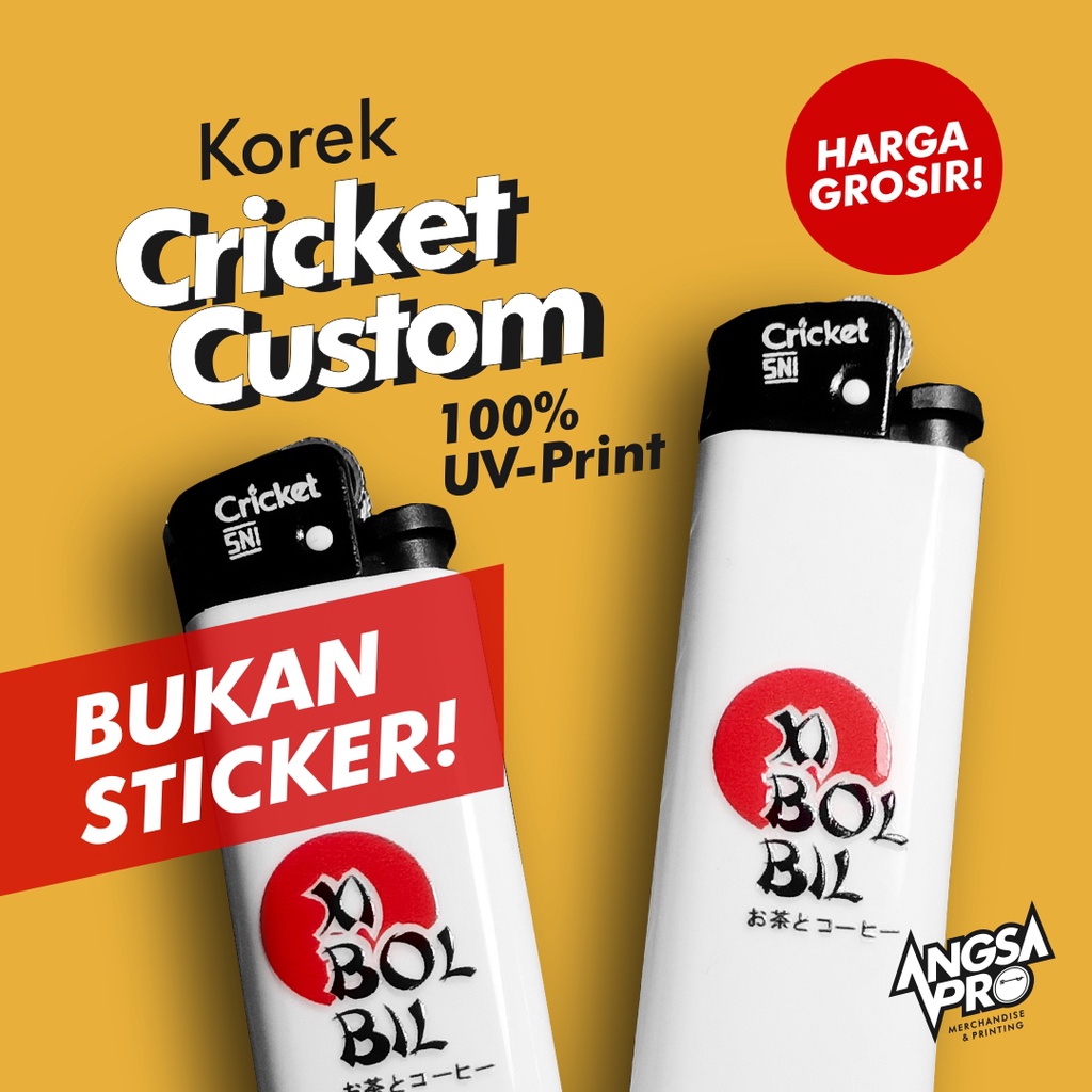 GROSIR Korek Custom PREMIUM Original Cricket Print UV Angsapro