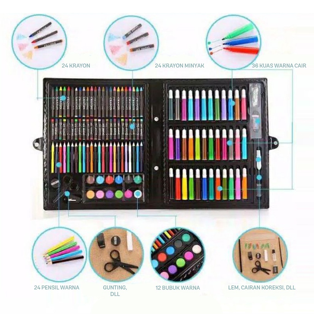 Crayon Set 208pcs / Crayon Mewarnai 208pcs &amp; 150pcs Warna / Pensil Krayon Warna Alat Menggambar atau Mewarnai BEST SELLER