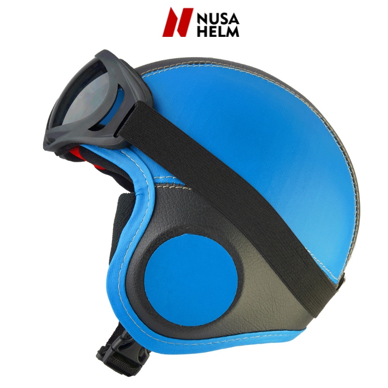 Helm Bogo Retro Anak Pororo Free Kacamata Usia 2 3 4 5 6 Tahun Laki Perempuan Biru Hitam Polos