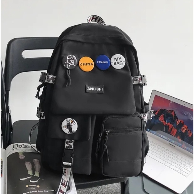 Tas sekolah anak perempuan SMP SMA-ransel wanita multipocket-tas sekolah keren tahan backpack fashion style korea air-tas punggung portabel untuk anak perempuan dan laki -laki