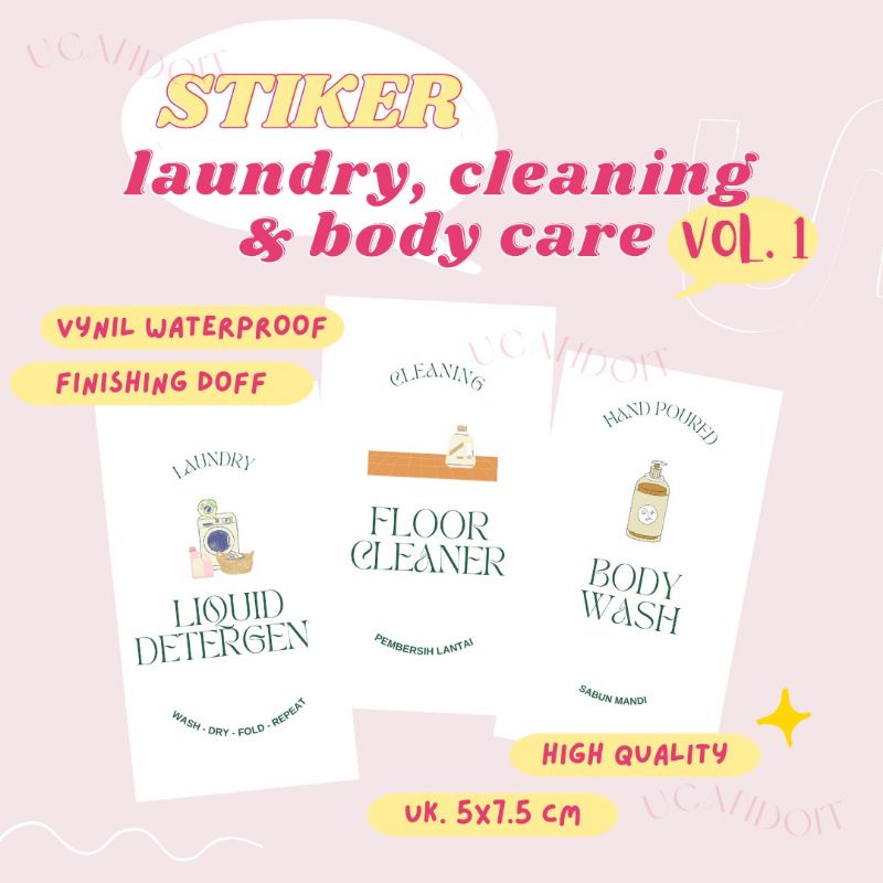 

Stiker Label Laundry, Cleaning, dan Body Care Tahan Air (Termurah Berkualitas)