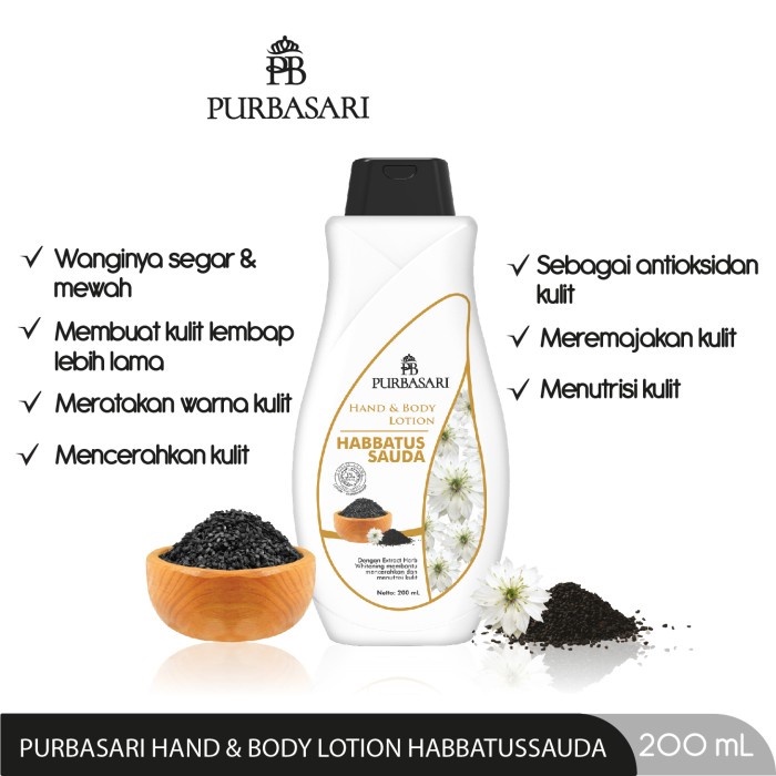 ★ BB ★ Purbasari Hand &amp; Body Lotion Habbatussauda 100ml - 200ml - Lotion Habbatussauda