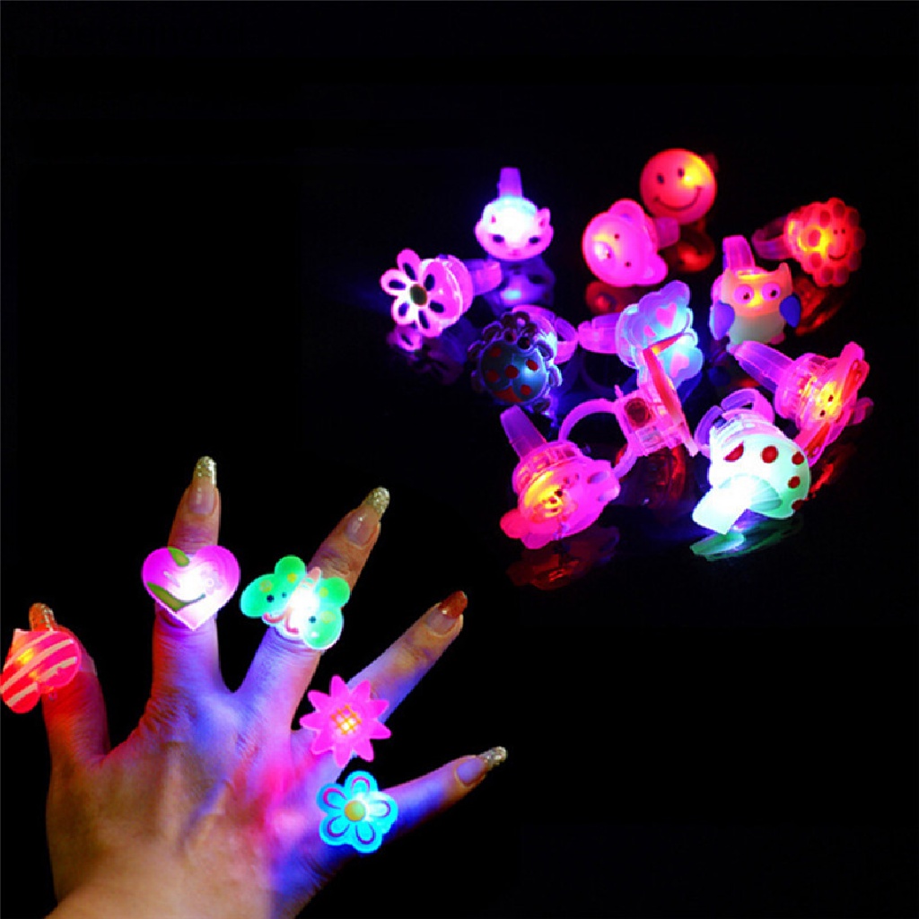 Beyen 5Pcs Kedip Jelly LED Kartun Cincin Pinata Fillers Anak-Anak Gadis Pesta Nikmat Tas ID
