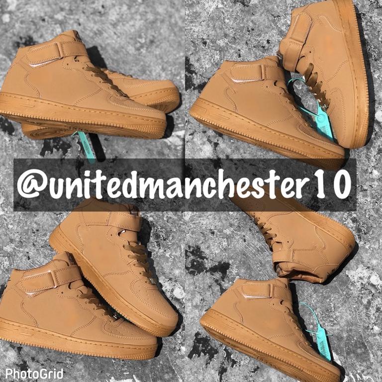 TERLARIS MAN AND LADIES SNEAKERS AF 1 MID FLAX BROWN SEPATU BOOTS IMPORT QUALITY SIZE 39-44