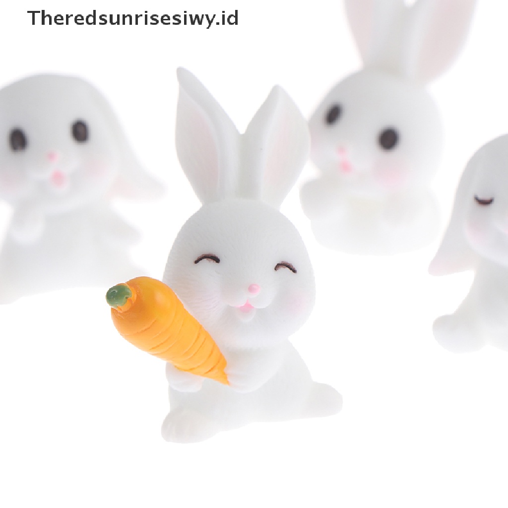 # Baju Lebaran # 4pcs Easter Rabbit Carrot Miniatur Dekorasi Taman Mini Bunny Paskah Cupcake Decor~