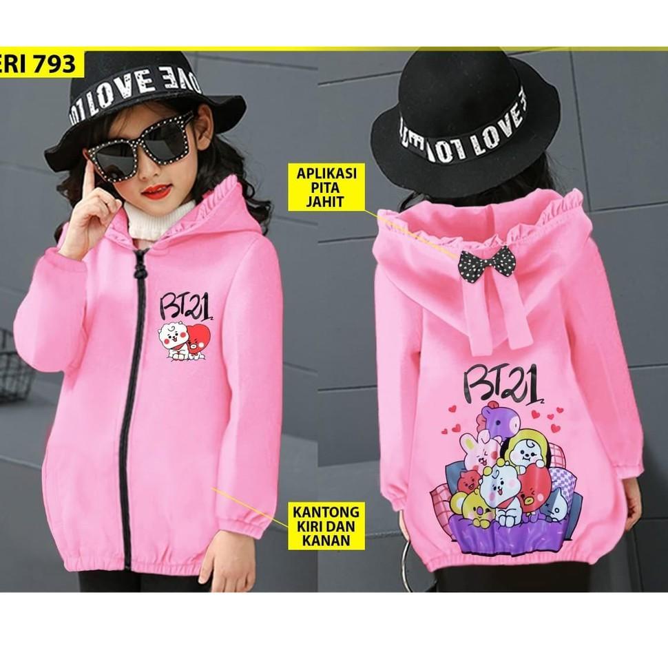 STOK TERBATAS Jaket Anak BTS / BT21 - Jaket bt21 - sweater BTS anak cewe -mantel anak -jaket anak ce